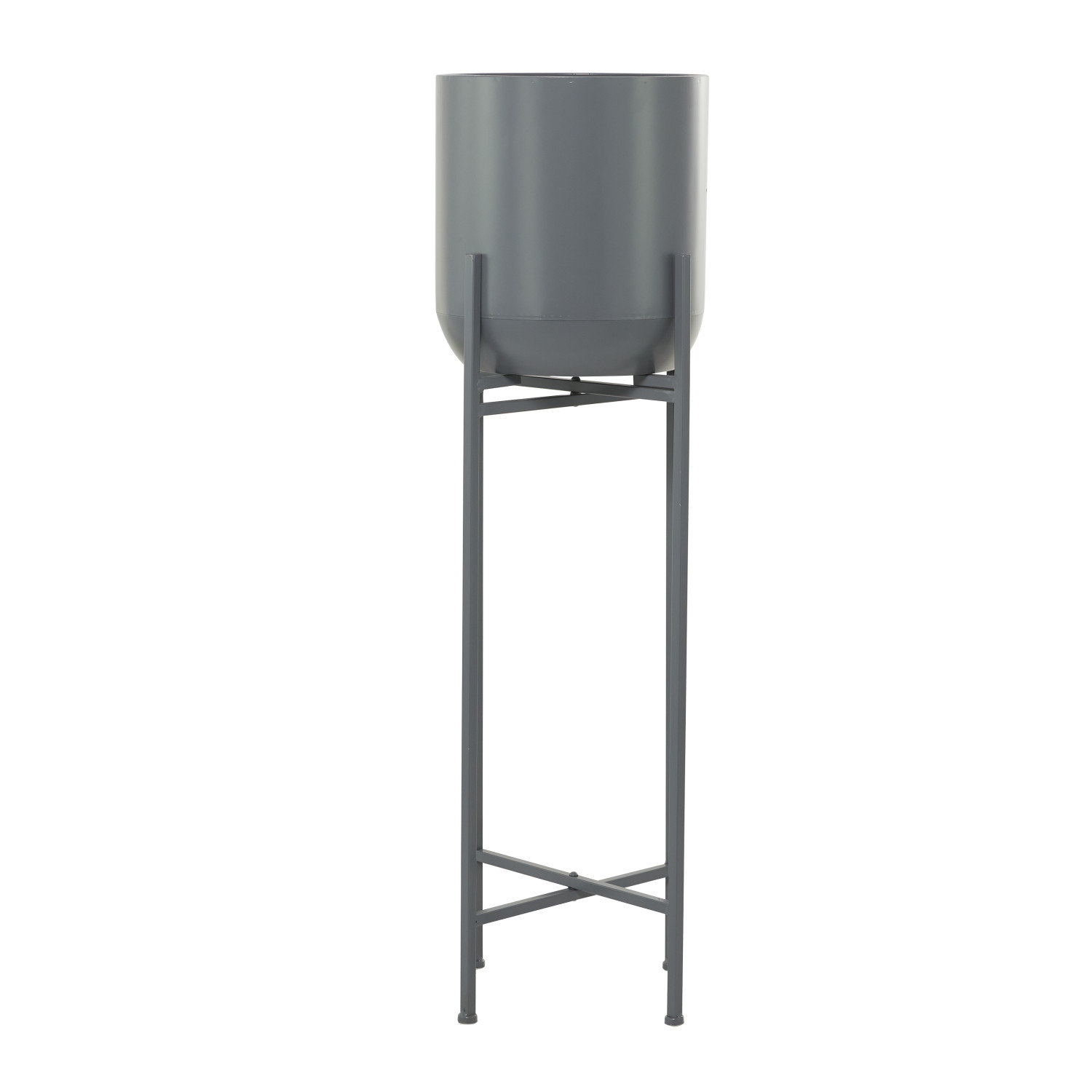 Metal Pot Planter, 41.5" H x 13" W x 13" D, Gray