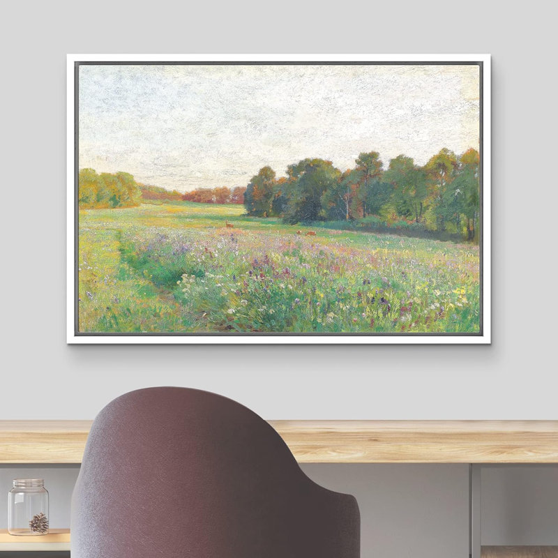 "IDÉE4WALL", reproduction d'art sur toile encadrée, printemps, été, fleur, forêt, nature sauvage, illustrations, beaux-arts, paysage décoratif, détente / calme pour le salon, la chambre à coucher, le bureau, impression sur toile