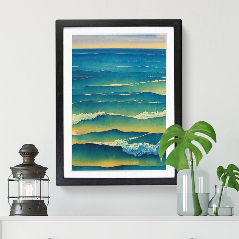 Watercolour Seascape Vol.4 - Picture Frame Print, Black, 64cm H x 46cm W x 2cm D