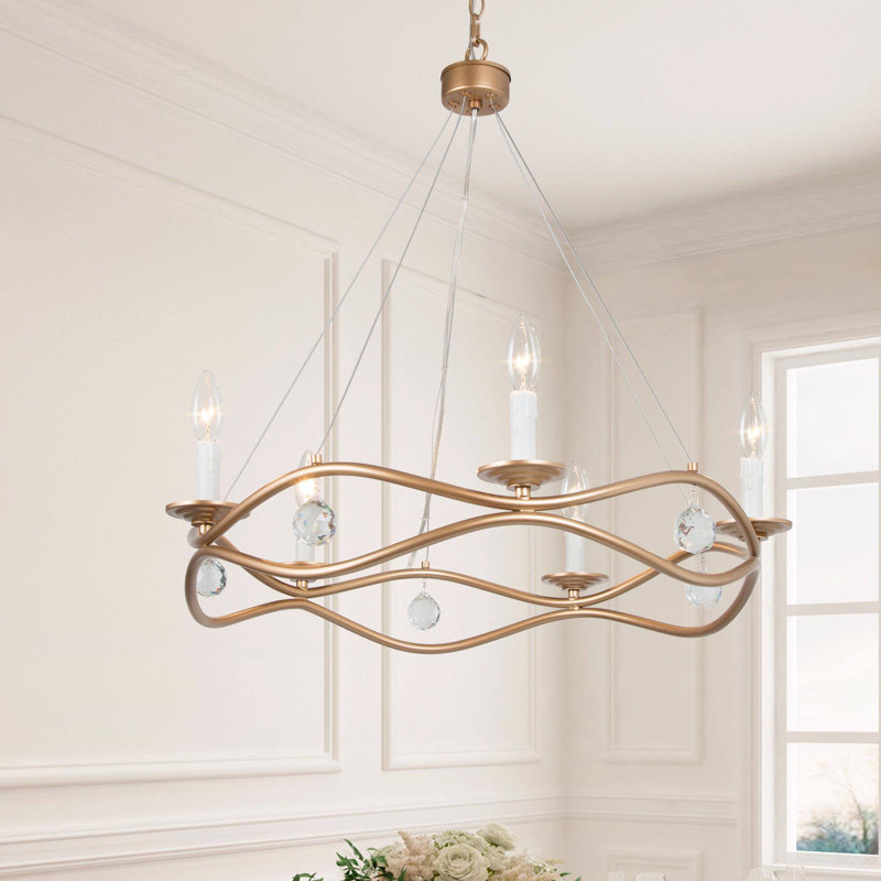 5-Light Unique Drum Chandeliers With Crystal Accents 