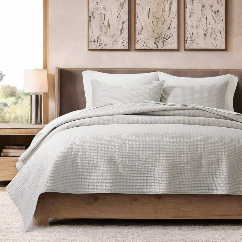 100% Cotton Sateen Quilt Set - Lightweight Breathable Coverlet With Pick-Stitch Design, Reversible & Pre-Washed For All-Season Comfort