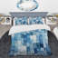 Ensemble de housse de couette blanc et bleu à motif de carreaux scandinaves VI - Abstract-101241389
