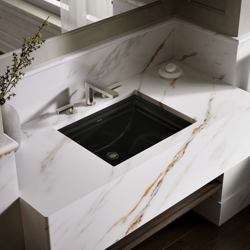 Memoirs® Vitreous China Rectangular Undermount Bathroom Sink with Overflow, Black