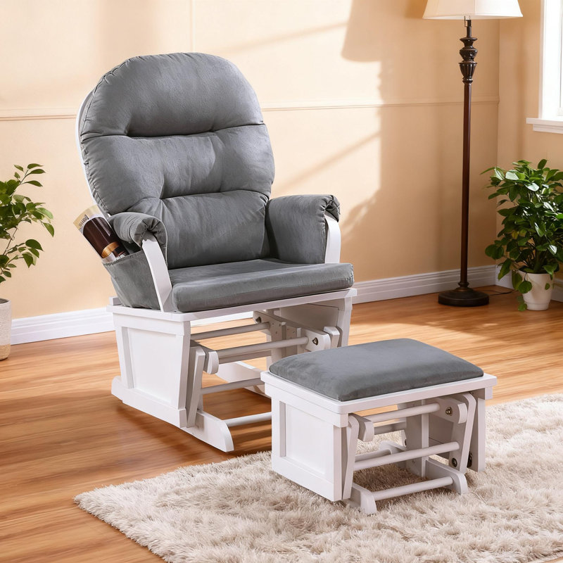Fauteuil oscillant avec repose-pieds en microfibre gris