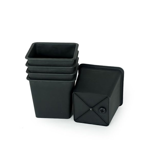 Pots de plantes de chambre de bébé 7,9 pouces avec drainage - Paquet de 5 contenants de jardin en plastique noirs pour les semis, les petites plantes et une utilisation intérieure / extérieure