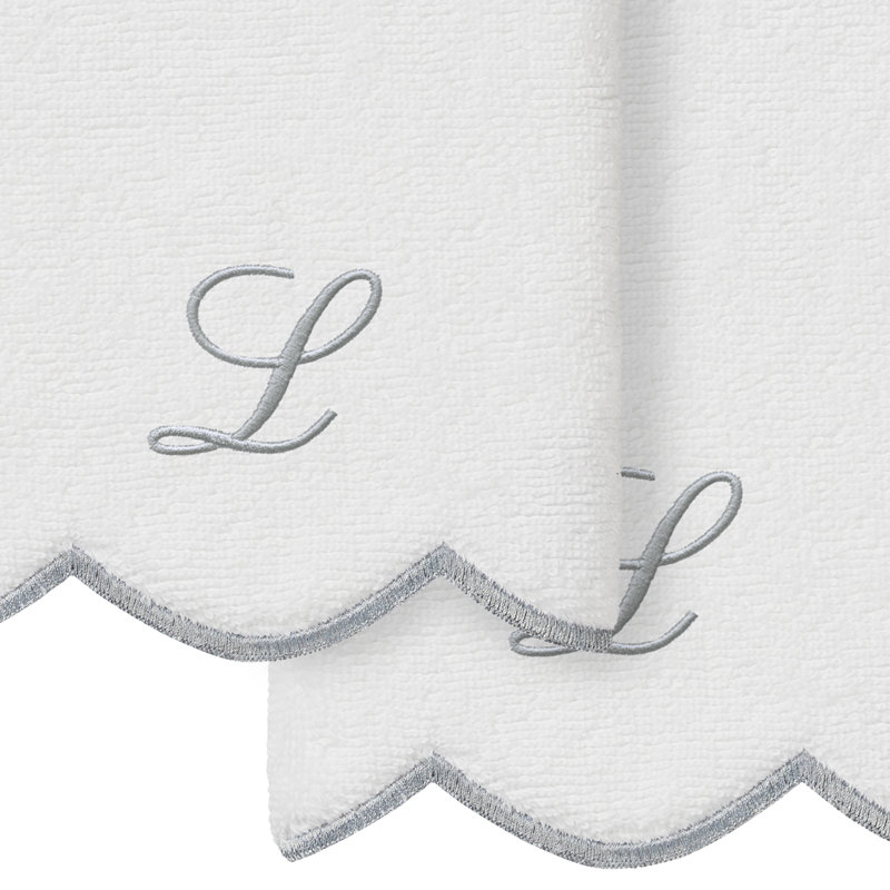  Ensemble de serviettes 100% coton turque ADORNIA, L, Blanc / Gris, Ensemble de 2 serviettes à doigts