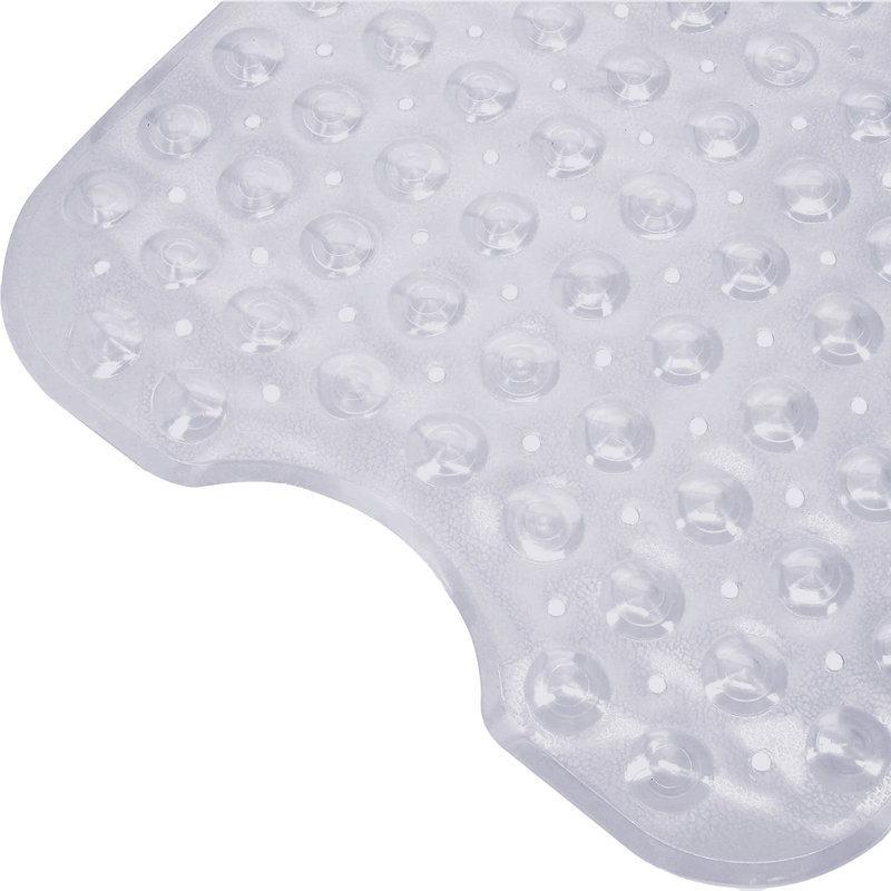 NON SLIP SHOWER MAT FOR BATHROOM (WITH SUCTION CUPS), Crystal White, Rectangle- 70cm L x 38cm W