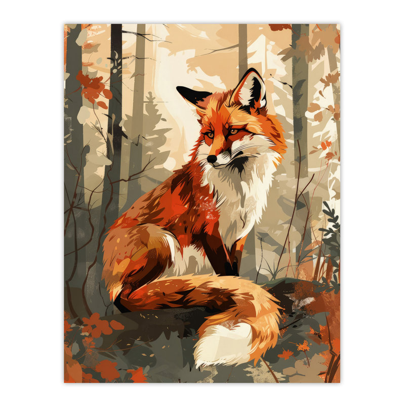 Wall Art Print Fox Autumn Forest Landscape Portrait Design Poster
