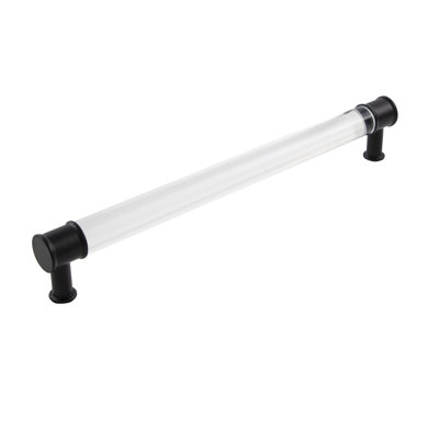 Midway Collection Pull 12" Center to Center Cabinet Pull Crysacrylic with Matte Black - Contemporary Hardware for Drawers & Cabinets