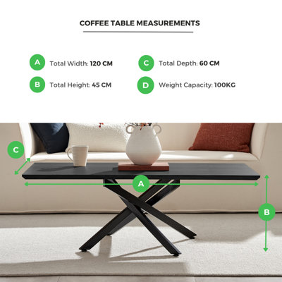 Lenworth Cross Legs Coffee Table - Modern Statement Design Coffee Table