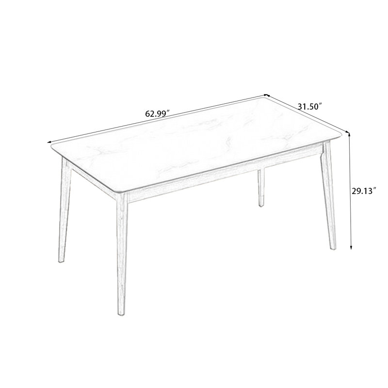 Blanc / pierre rectangulaire Burlywood + table de salle à manger papillon en bois massif, H 29,13 po x l 62,99 po x l 31,5 po