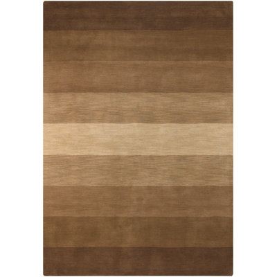 Womac Authentic Hand-Tufted Handmade Brown & Tan Modern Striped Wool Area Rug