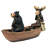 Moose and Black Bear in a Boat Statue