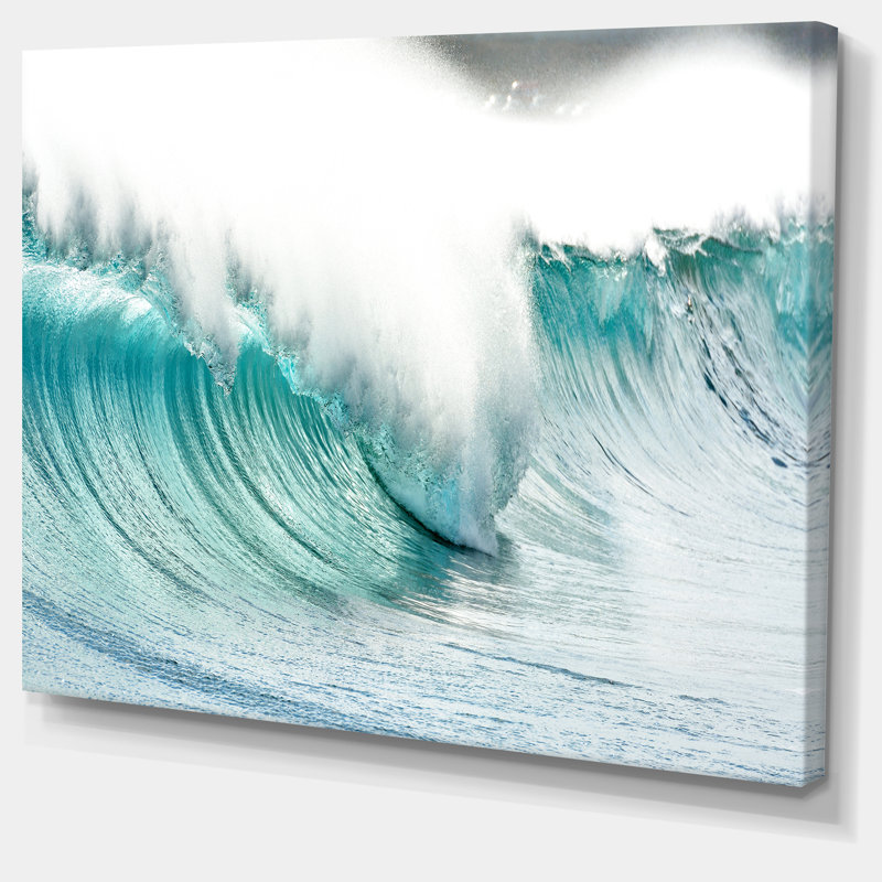 Massive Blue Waves Breaking Beach Canvas Art, 20" x 12"