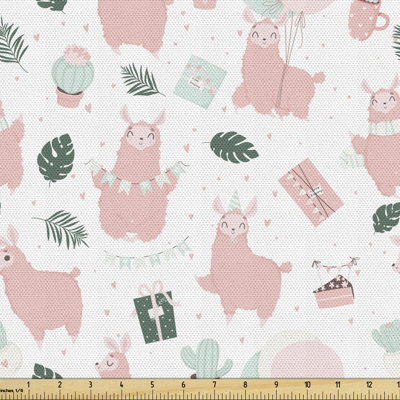 Charlan Repetitive Fluffy Animal Cactus Giftbox Cartoon Illustration Multi-Purpose Fabric