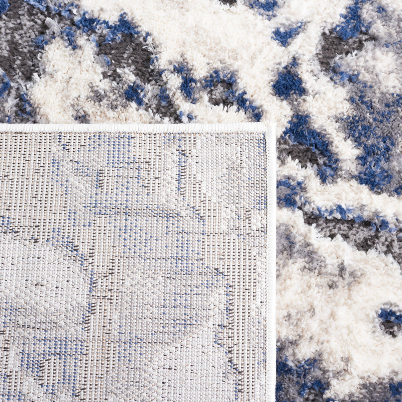 Tapis Dixil 104 ivoire / bleu, Rectangle 5 pi 3 po x 7 pi 7 po