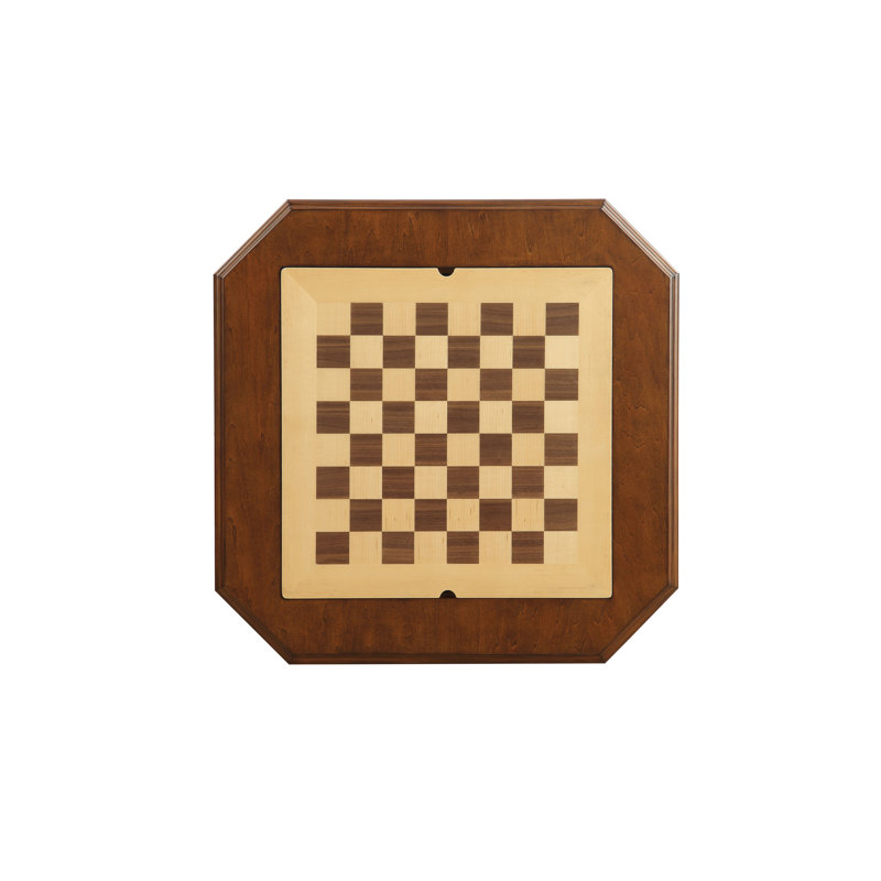 Kasparov Wood Pedestal Game Table With Backgammon Board Top And Storage Drawer, Cherry Finish(Game Board Reversible), Cherry 