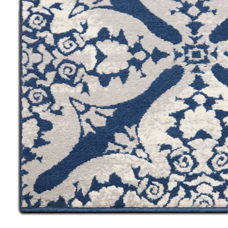 Tapis ikat bleu et gris Aquilino, Rectangle 9 pi 2 po x 12 pi 5 po