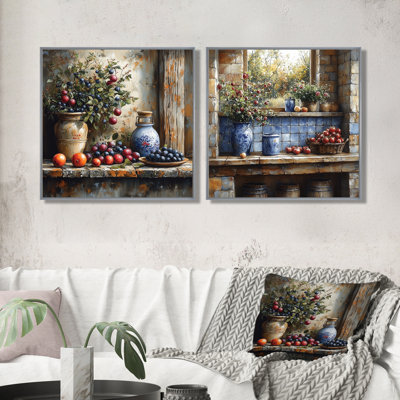Farm Kitchen Earthy Delights I - Art mural de cuisine - Toile d'art murale traditionnelle 2 pièces