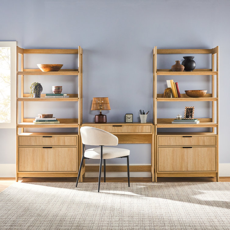 Jorah 3-Piece Transitional Writing Desk With 2 Wide Bookcases