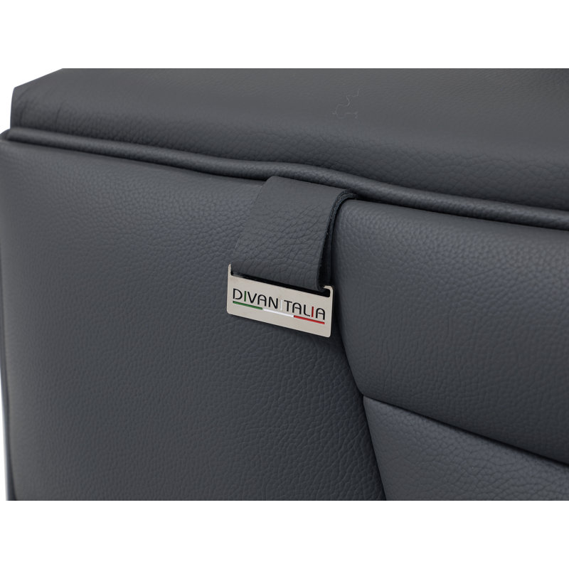 Palombo Genuine Top Grain Italian Leather Sectional, Dark Gray, Right Hand Facing
