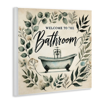 Vintage Bathroom Welcome Wall Plaque, design by Erin Clark
