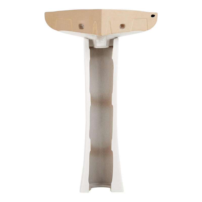 20" Point Roberts 27.13" Tall White Porcelain Corner Pedestal/Wall Bathroom Sink with Overflow