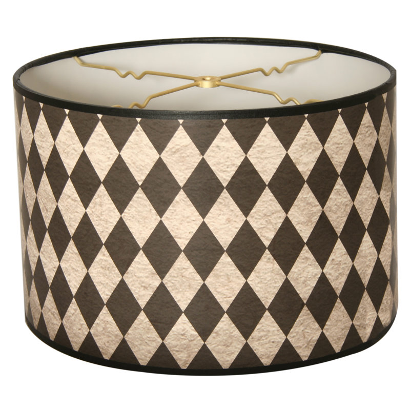 abat-jour tambour en papier H 8 po (araignée), Beige / Gris