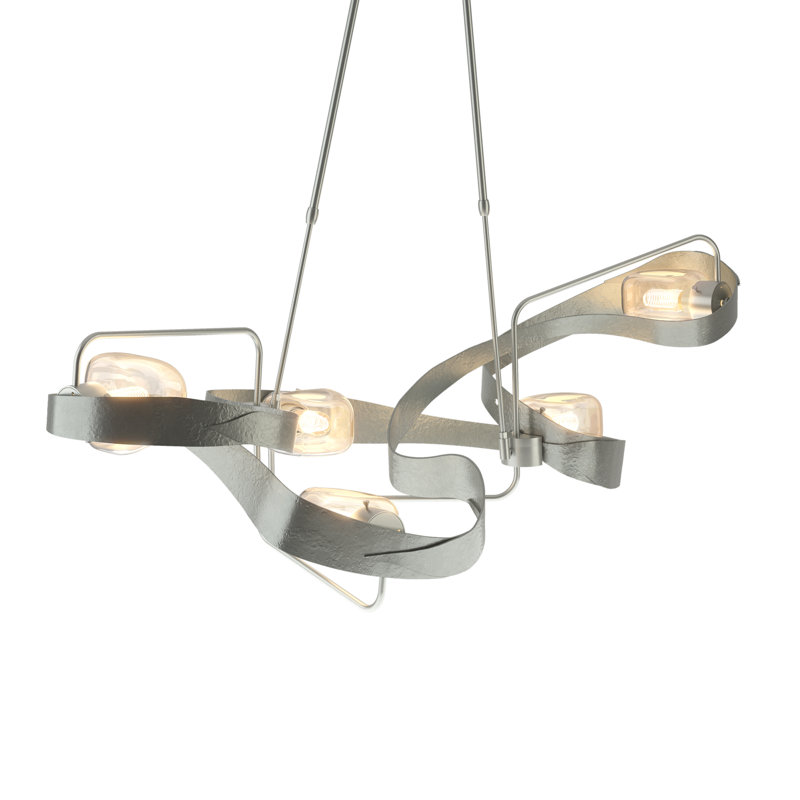 Graffiti 5 - Light Unique/Statement Modern Linear Chandelier, 33.8" - 43.5", Vintage Platinum