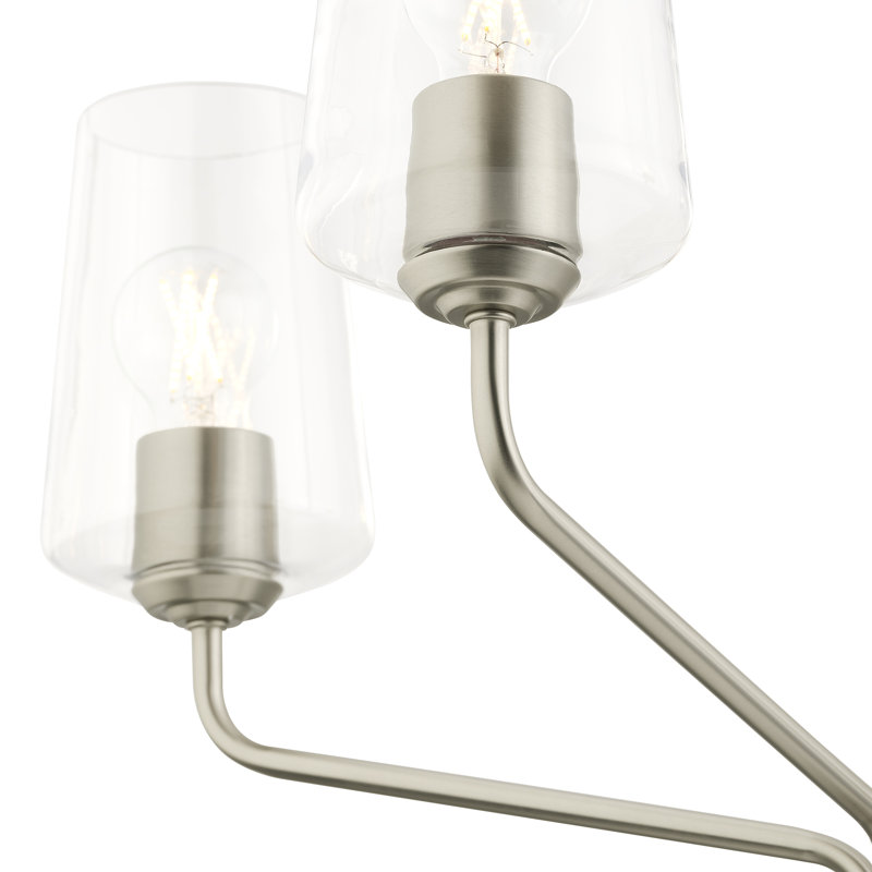 Celino Three-Light Chandelier with Clear Glass, 5 Lights, Brushed Nickel, 19" H x 26" W x 26" D