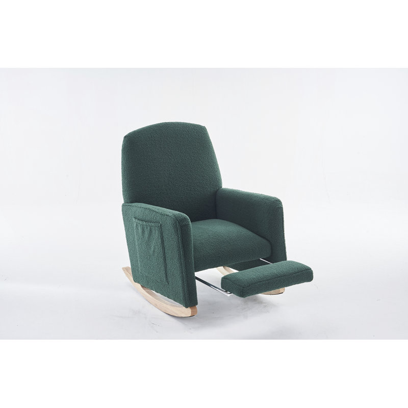 Chaise berçante en tissu avec repose-pieds Teddy, Vert