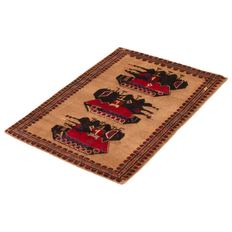 Largeros One-of-a-Kind 2'11" x 4'7" New Age Rectangle Wool Area Rug in Tan