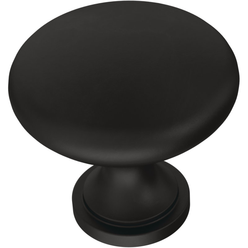 Poignée d'armoire antimicrobienne 1,125 po Mushroom, Antimicrobien noir mat