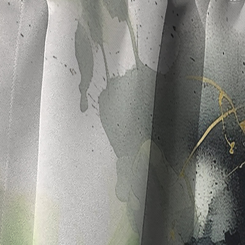 Vert et noir Splash - Rideau abstrait occultant en velours Fractals - 1 panneau, L 52 po x L 90 po