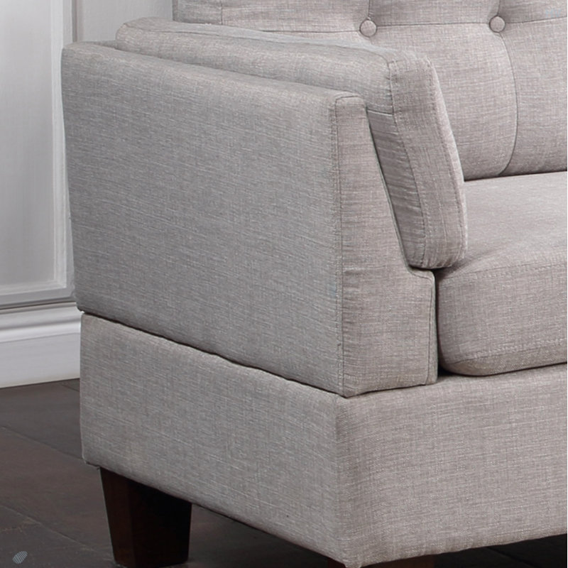 Canapé modulaire Linen, Gris clair, Méridienne orientée à droite