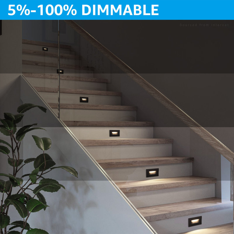 Black Dimmable LED Indoor Outdoor Step Lights Pack of 6