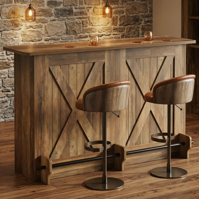 Home Bar Unit With 2-tier Shelves
