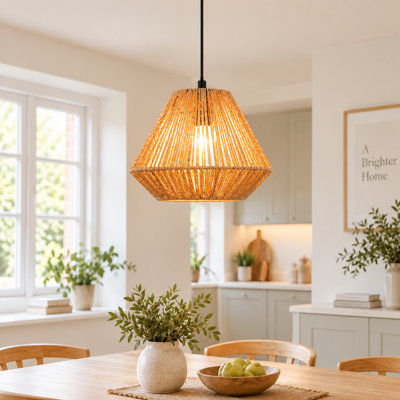 Amidat 1 - Light Rattan Farmhouse Bohemian Single Pendant
