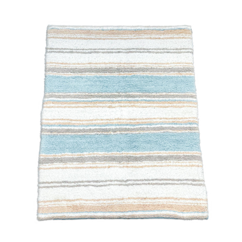 Lermitage Bath Rug, 24''W x 40''L, Blue/Beige/White