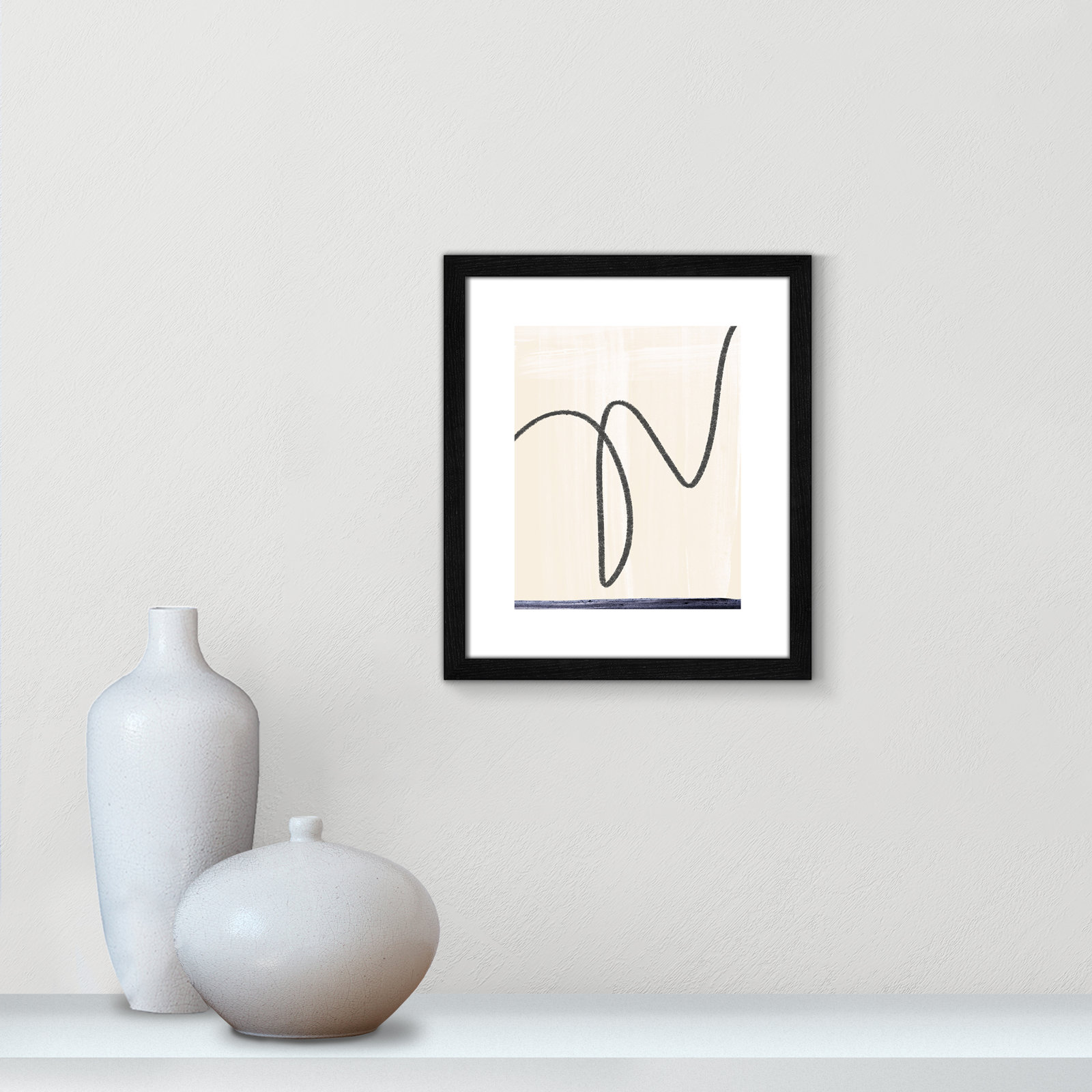 Tigerlily "Departured I" Painting, Black Framed Paper, 15" H x 13" W x 0.75" D