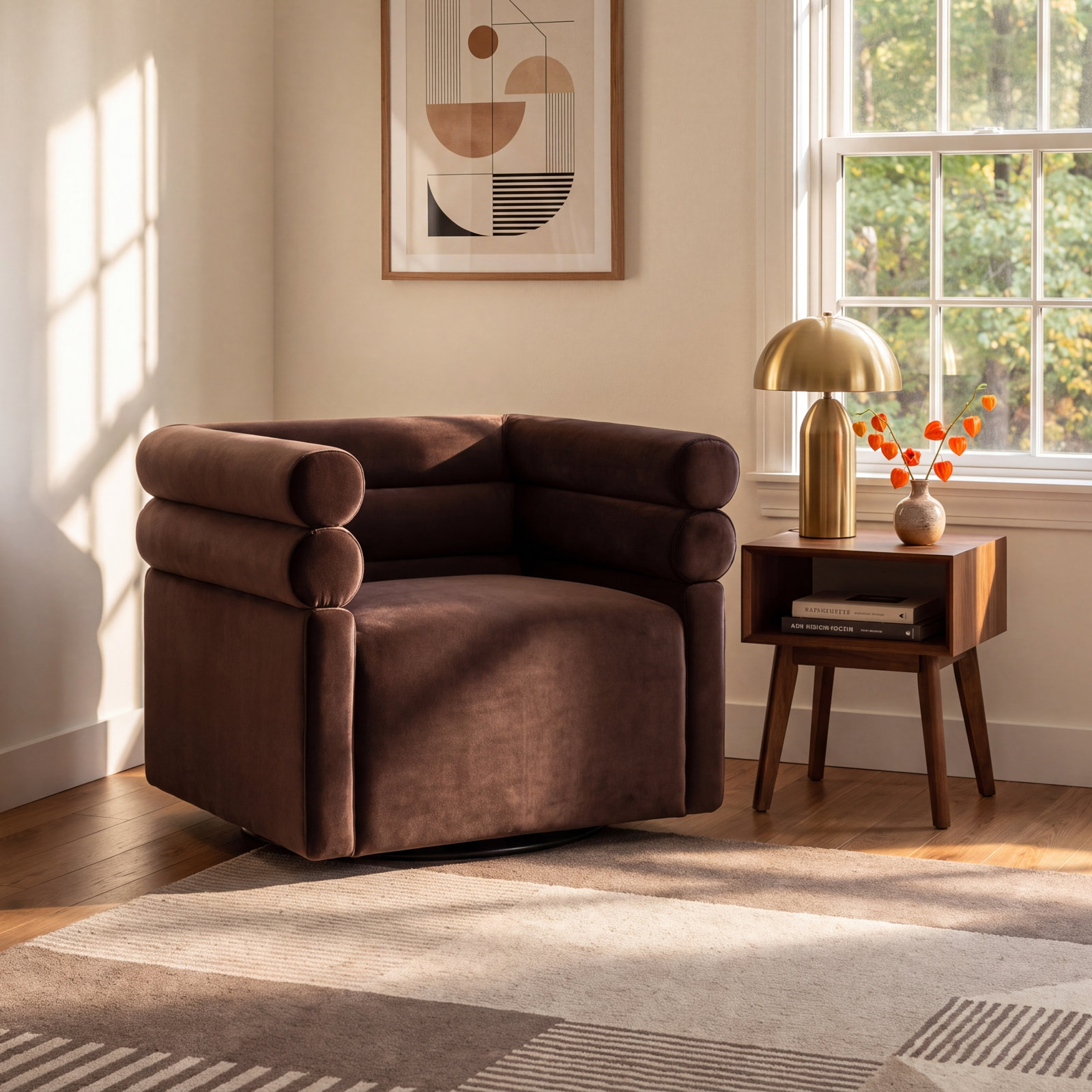 Arve Swivel Armchair, Surrey Cocoa