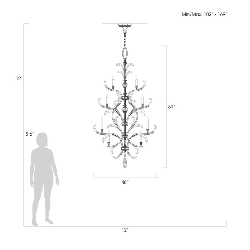Lustre rond biseauté 48 po, Feuille d'argent