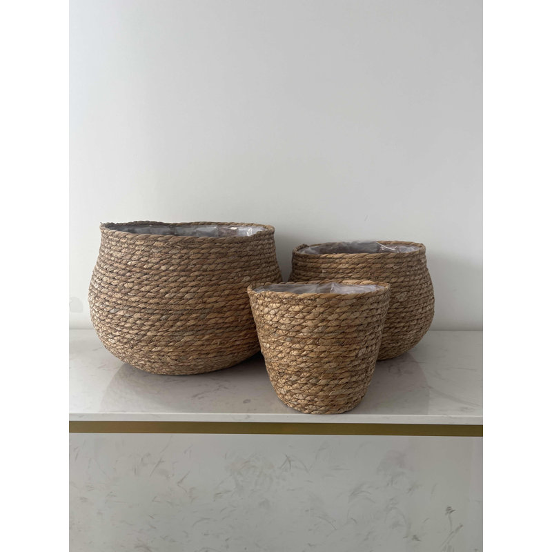 Bessy Indoor Seagrass Planter Pot (Set of 3), 8.7" H x 10" W x 13.5" D