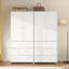Armoire Sandrea à 2 portes avec miroir, garde-robe avec 3 tiroirs (lot de 2)-301627845
