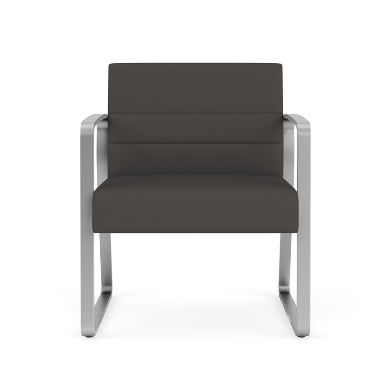 Structure en métal à base de chaise d'invité surdimensionnée Waterfall, Argent, Vinyle gris anthracite Patriot Plus