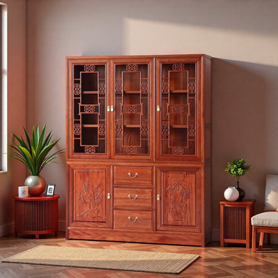 Bibliothèque standard en bois massif H 76,8 po x l 59,1 po Millicent