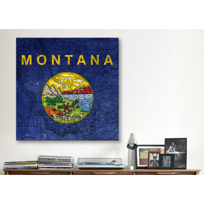 « flags montana map », impression sur toile