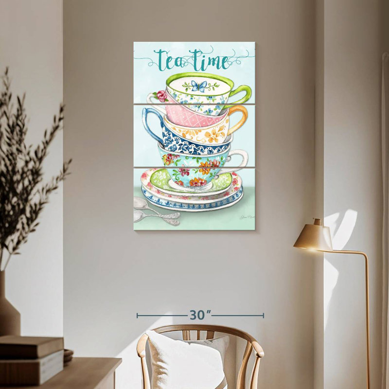 Tasses à thé aquarelles, H 57 po x l 36 po