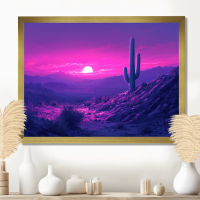 Lavande cactus au crépuscule II - art mural de cactus pour le salon