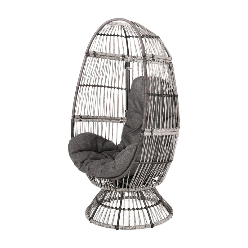 Fauteuil à œufs pivotant confortable, 100% coussins, matériaux de panier confortable à finition tissée, design accrocheur